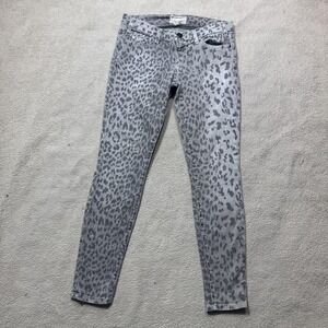 Current Elliott Jeans Womens 25 Grey Leopard Skinny Stiletto Cropped Made USA